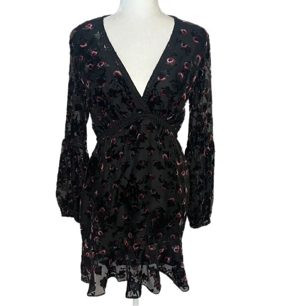 Wayf Sheer Black Burnout Dress. Victorian Steampunk! Size M. Great Condition!!